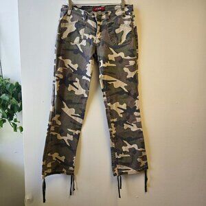 Vintage ABM Camouflage Cargo Pants Womens 13 Y2K Grunge Streetwear Hip Hop Cinch